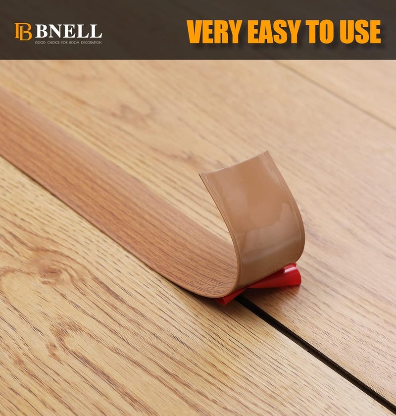 bnell Floor Transition Strip Floor Cover Strips Self Adhesive Flooring Transitions Laminate Floor Strip Vinyl Floor Flat Divider Strip for for Joining Floor Gaps (3.28FT,2in, Yellow Oak) - Image 4